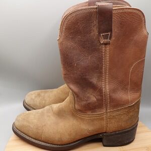 Biltrite Cowboy Boots Mens 8.5B Brown Pull on Rodeo Country Western Work Flaws